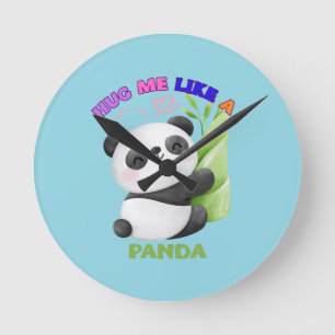 Relógio Redondo 🕒 Etiquetas do Tempo de Panda - Tick Tock com Cut