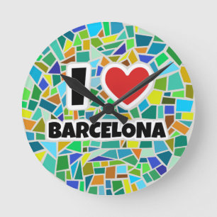 Relógio Redondo Eu amo Barcelona