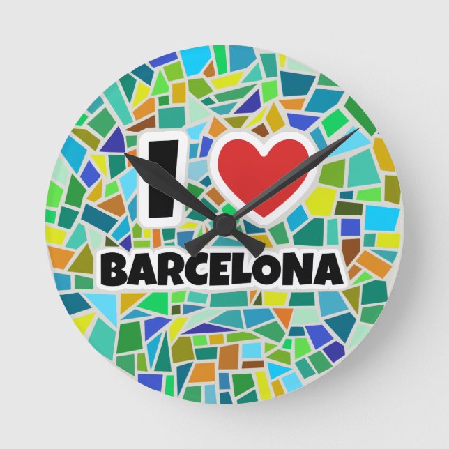 Relógio Redondo Eu amo Barcelona (Frente)