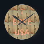 Relógio Redondo Eu amo EUA<br><div class="desc">Eu amo EUA. Hakuna Matata. Eu amo a estátua da liberdade dos EUA a relação entre EUA e France é infinito porque cada país tenta fornecer necessidades é da boa amizade que existiu para idades. Apenas como os monumentos famosos no mundo, nos EUA, a estátua da liberdade era um presente...</div>