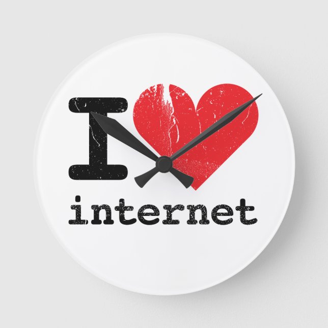 Relógio Redondo Eu Amo Internet (Frente)