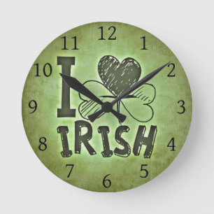 Relógio Redondo Eu amo irlandês