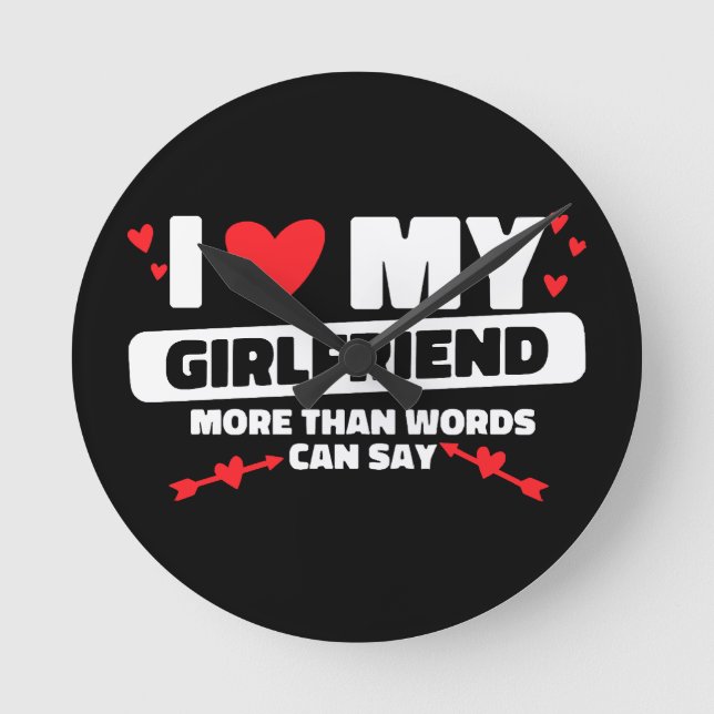 Relógio Redondo eu amo meu coração namorada (Frente)