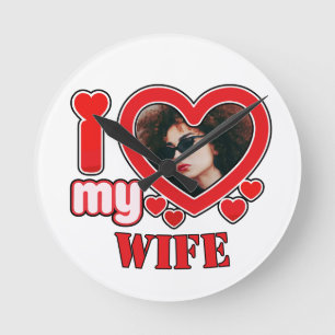 Relógio Redondo Eu Amo Minha Esposa Personalizada