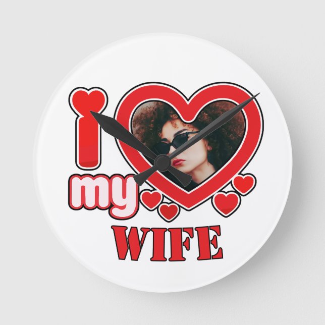 Relógio Redondo Eu Amo Minha Esposa Personalizada (Frente)