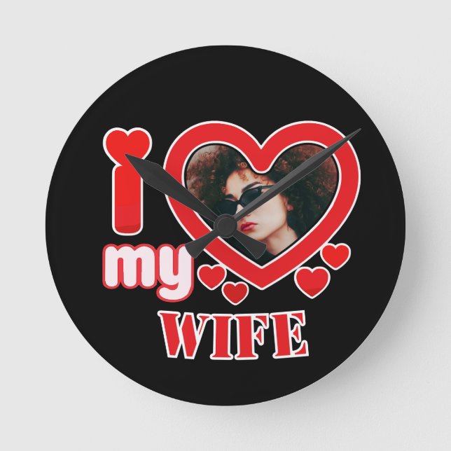 Relógio Redondo Eu Amo Minha Esposa Personalizada (Frente)