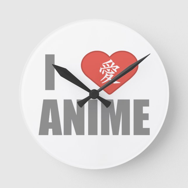 Relógio Redondo Eu amo o Anime (Frente)