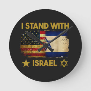 Relógio Redondo Eu Apoio Israel Bandeira da América