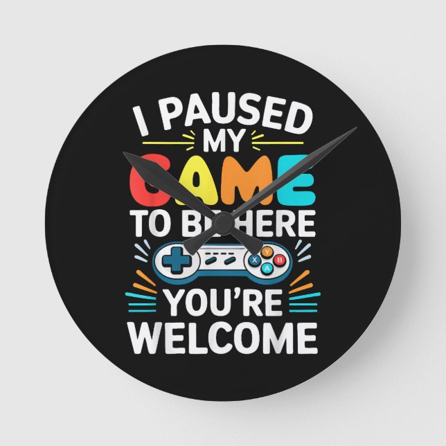 Relógio Redondo Eu Parei Meu Jogo Para Estar Aqui Camisas Homens M (Frente)