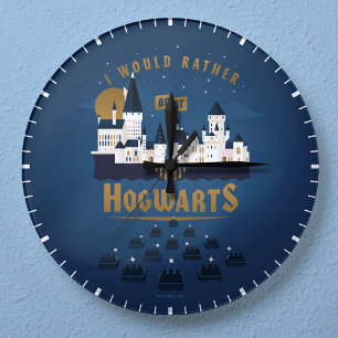 Relógio Redondo Eu Preferiria Estar em Hogwarts Abstrato
