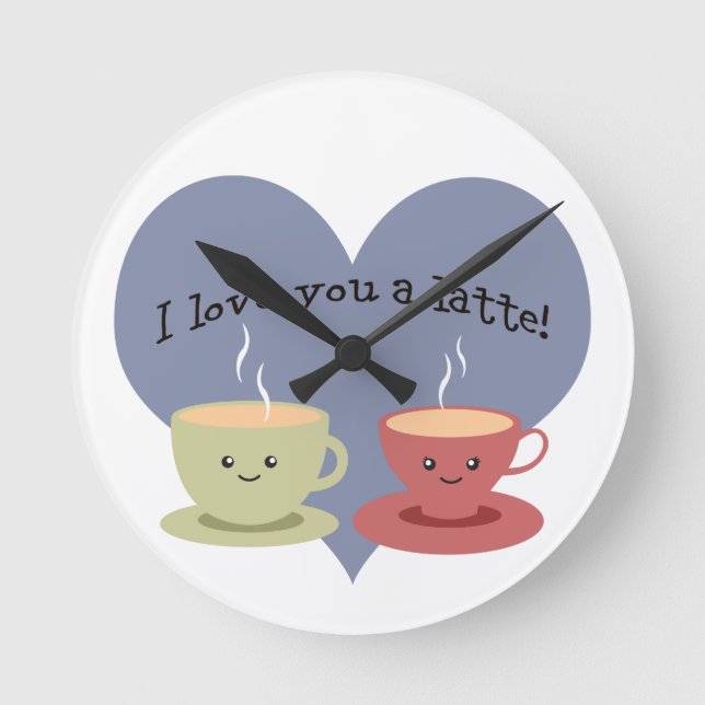 Relógio Redondo Eu te amo um café da manhã! (Frente)