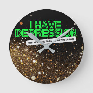 Relógio Redondo EU TENHO DEPRESSION_ Clock