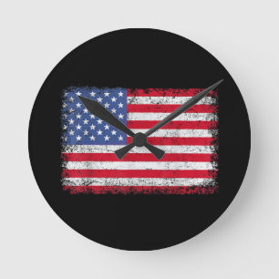 Relógio Redondo EUA Bandeira Patriótica Americana Para Homens Meni