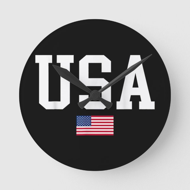 Relógio Redondo EUA Bandeira Patriótica Americana Para Homens Meni (Frente)