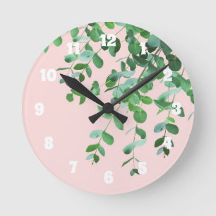 Relógio Redondo Eucalyptus Blush Green Delight #1 #foliage #decor
