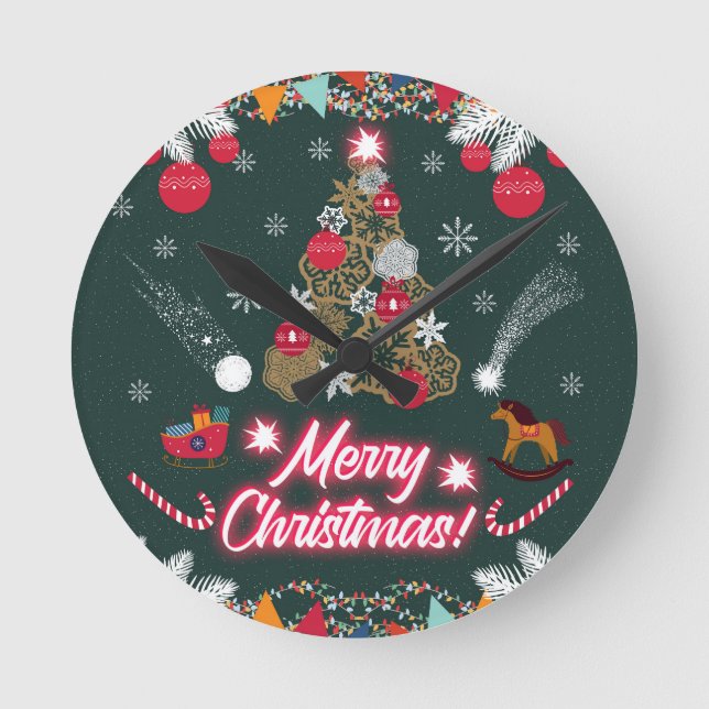 Relógio Redondo Evergreen Joy do Natal (Frente)