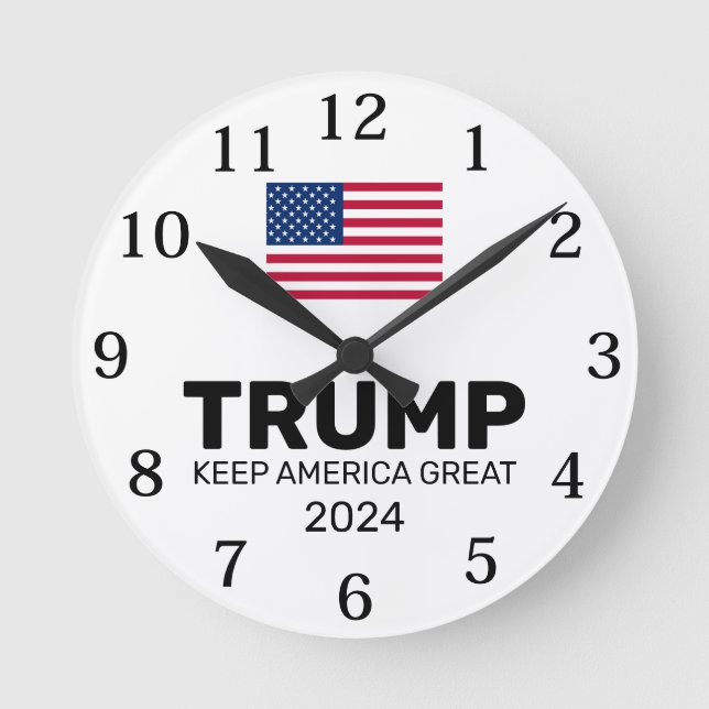 Relógio Redondo Excelente Trump 2024 Keep America (Frente)