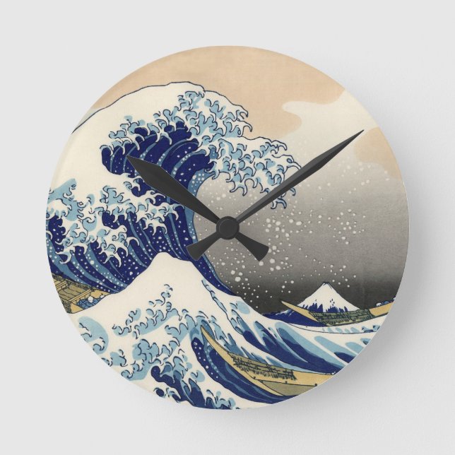 Relógio Redondo Excelente Wave Kanagawa - Pintura Japonesa (Frente)
