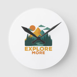 Relógio Redondo Explore mais - Retro Mountain & Forest Adventure