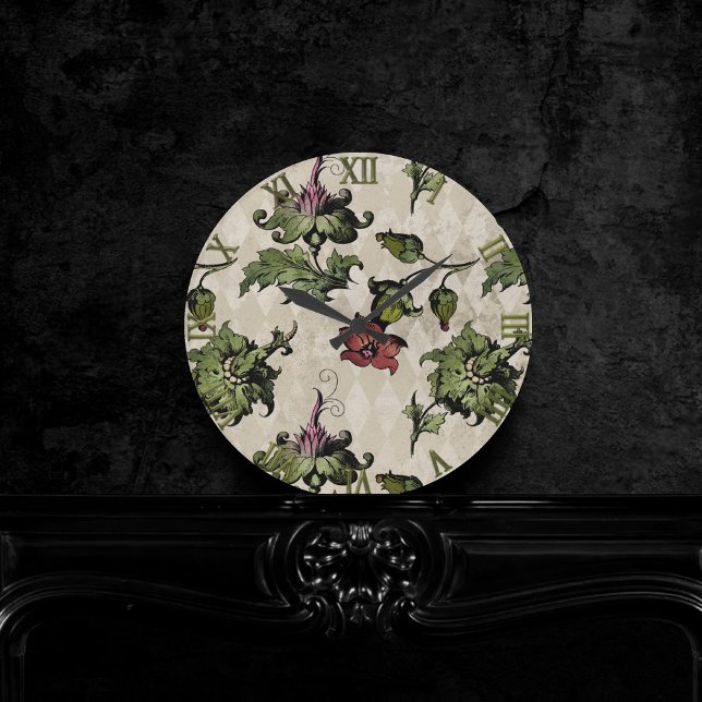 Relógio Redondo Fábrica de Bruxas Apothecary | Plantas Botânicas E (Criador carregado)