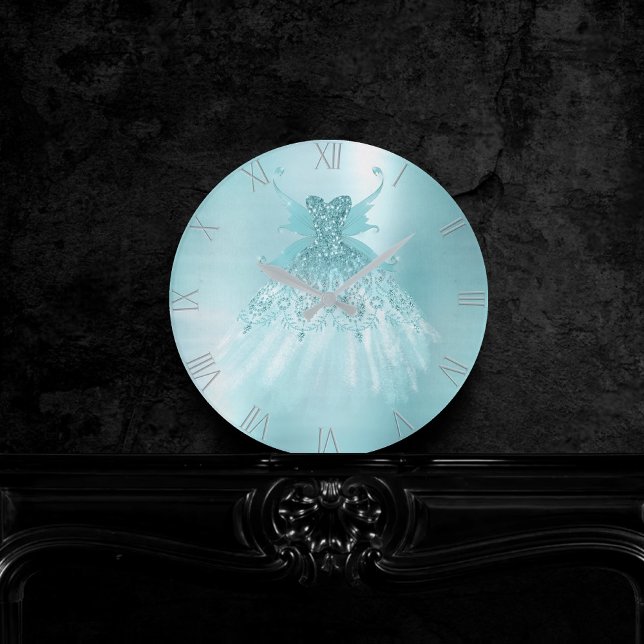 Relógio Redondo Fada Wing Mint Gown | Luxe Pearl Green Aqua Sheen (Criador carregado)