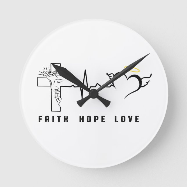 RELÓGIO REDONDO FAITH HOPE LOVE (Frente)