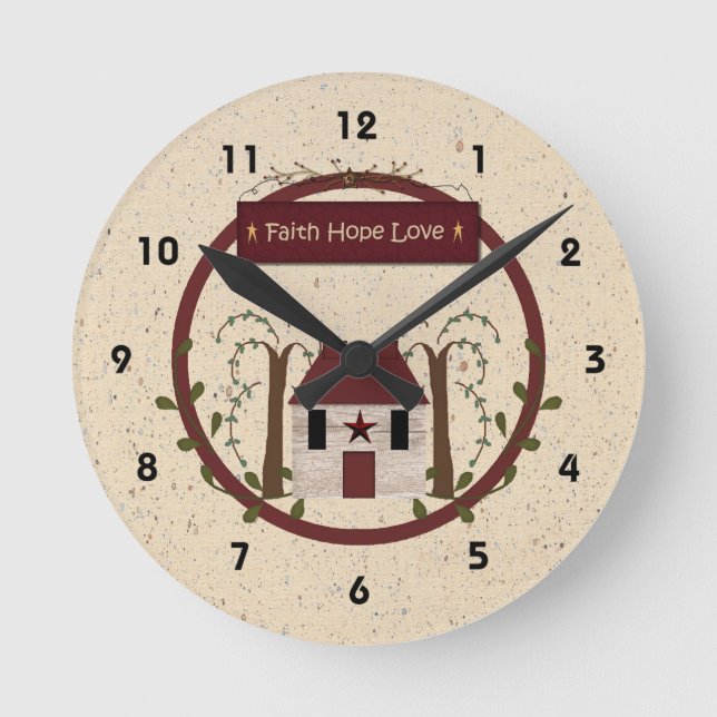 Relógio Redondo Faith Hope Love Wall Clock (Frente)