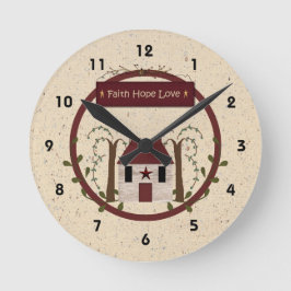 Relógio Redondo Faith Hope Love Wall Clock