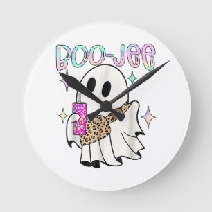Relógio Redondo Fantasma de Halloween Engraçado Boo Jee