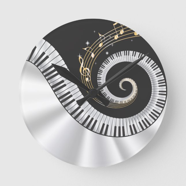 Relógio Redondo Fantasy Piano Music Lover Wall Clock (Frente)