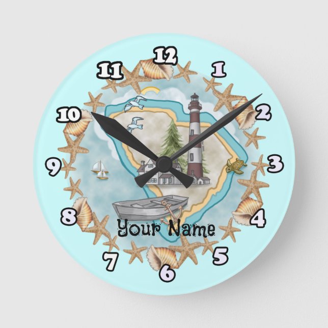 Relógio Redondo Farol da Carolina do Sul (Frente)