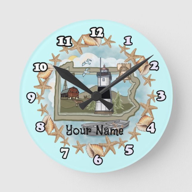 Relógio Redondo Farol da Pensilvânia Shell (Frente)
