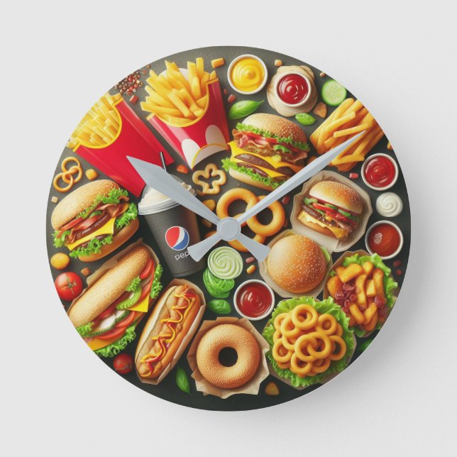 Relógio Redondo Fast Food Frenzy Wall Clock (Frente)