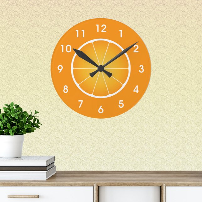 Relógio Redondo Fatia de laranja suculenta e legal com números (Cool Juicy Orange fruit slice with numbers fun bright Wall Clock for every home. )