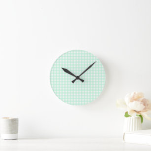 Relógio Redondo Faye e Lauren Bright Green Gingham