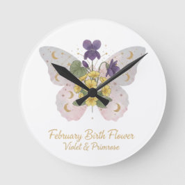 Relógio Redondo February Birth Flower Wall Clock