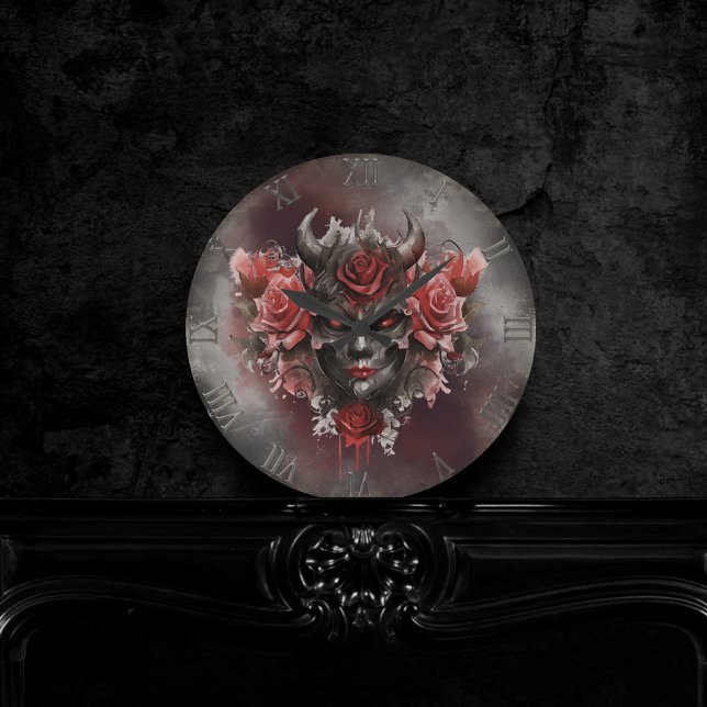 Relógio Redondo Feitiçaria | Demônio Chifre-Escuro com Olhos Verme (Criador carregado)