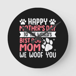 Relógio Redondo Feliz Dia de as mães Para O Melhor Cachorro Mãe