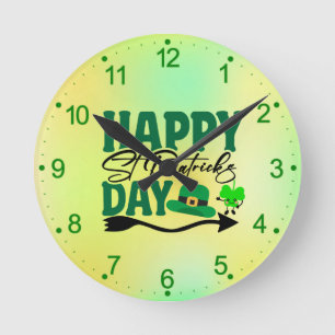 Relógio Redondo Feliz Dia de São Patrício