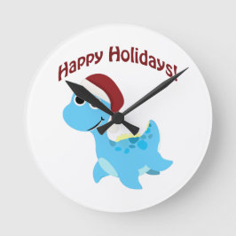 Relógio Redondo Feliz Feriados! Cute Nessie