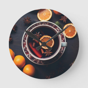 Relógio Redondo Feliz & Mulled Cozy Holiday Drink
