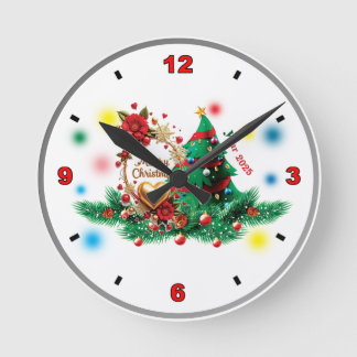Relógio Redondo Feliz Natal 2025-Clock