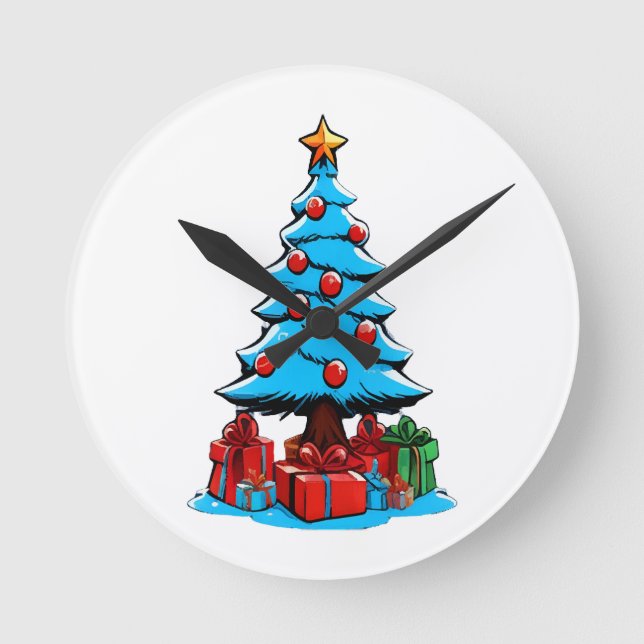 Relógio Redondo Feliz Natal 3D (Frente)