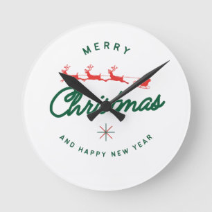 Relógio Redondo Feliz Natal e feliz Ano Novo 