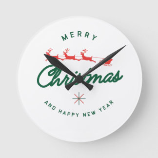 Relógio Redondo Feliz Natal e feliz Ano Novo