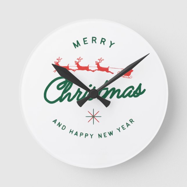 Relógio Redondo Feliz Natal e feliz Ano Novo  (Frente)