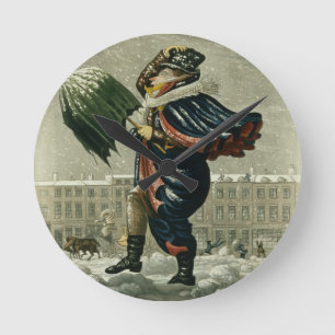 Relógio Redondo Feliz Natal e um feliz ano novo em Londres,