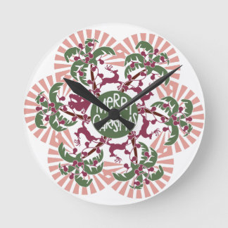 Relógio Redondo Feliz Natal Palm Tree Mandala