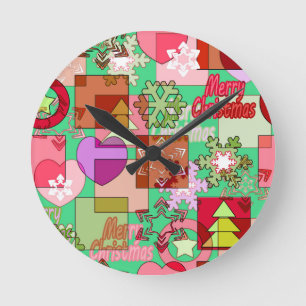 Relógio Redondo Feliz Neve de decoração de Natal