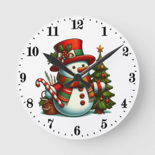 Relógio Redondo Feriado Festivo de Neve de Natal